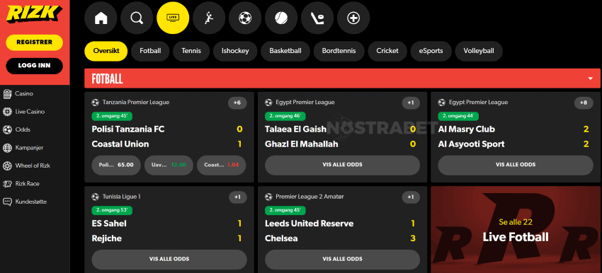 rizk live odds