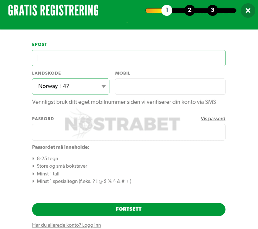 rizk registreringsskjema