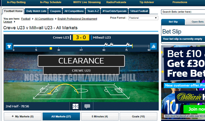 залози на живо в william hill